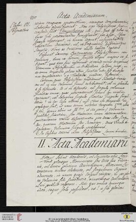 II. Acta Academicarum