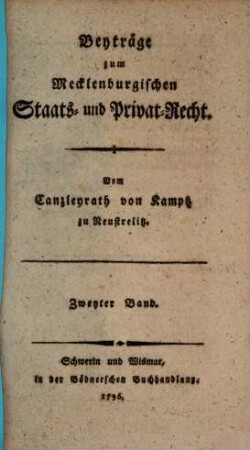 Beiträge zum Mecklenburgischen Staats- und Privatrecht, 2