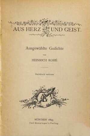 Aus Herz und Geist : ausgewählte Gedichte