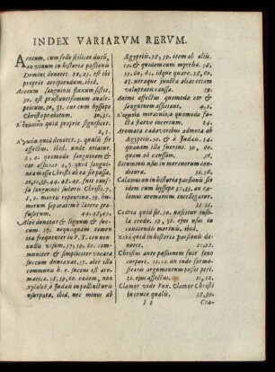 Index Variarum Rerum.