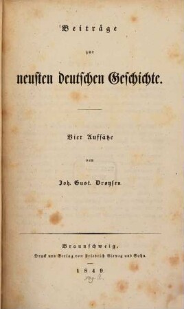 Beiträge zur neuesten deutschen Geschichte : vier Aufsätze