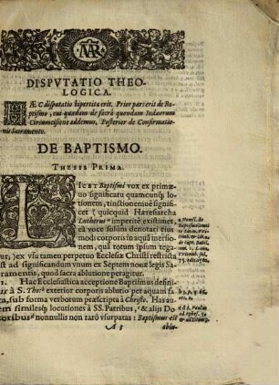 Disp. theol. de sacramento baptismi ...