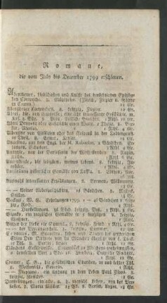 Romane, die von July bis December 1799 erschienen