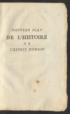 Nouveau Plan De L'Histoire De L'Esprit Humain