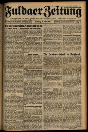 Erste Ausgabe vom Sonntag, den 31. Mai 1931.