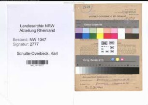 Entnazifizierung Karl Schulte-Overbeck , geb. 13.01.1889 (Landwirt)
