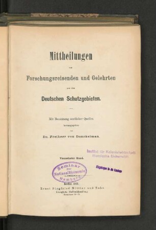 14.1901: Mitteilungen von Forschungsreisenden und Gelehrten aus den deutschen Schutzgebieten : mit Benutzung amtlicher Quellen