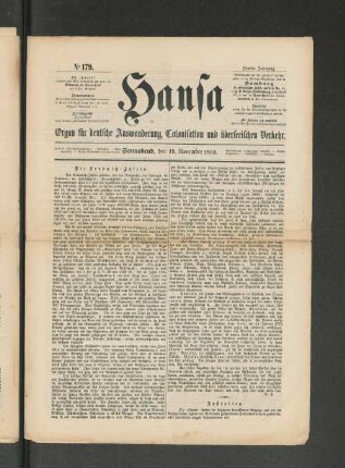 No. 179. Sonnabend, den 19. November 1853.