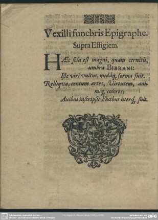 Vexilli funebris Epigraphe