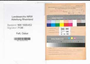 Entnazifizierung Oskar Fett, geb. 27.08.1904 (Baukontrolleur)