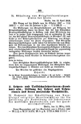 Abhaltung von Kriegsreifeprüfungen hinter der Front : [C. Höhere Lehranstalten für die männliche Jugend]