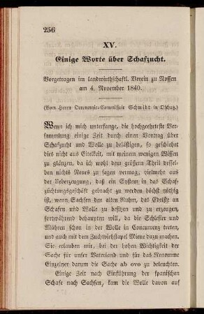 XV. Einige Worte über Schafzucht