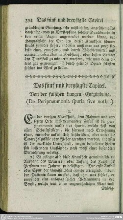 Das fünf und dreyßigste Capitel. Von der hitzigen Lungen-Entzündung. (De Peripneumonia spuria sive notha.)