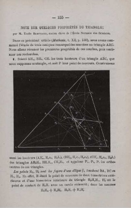 NOTE SUR QUELQUES PROPRIÉTÉS DU TRIANGLE.