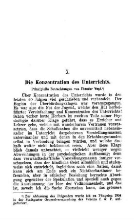 Die Konzentration des Unterrichts