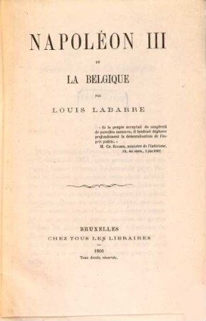 Napoléon III et la Belgique