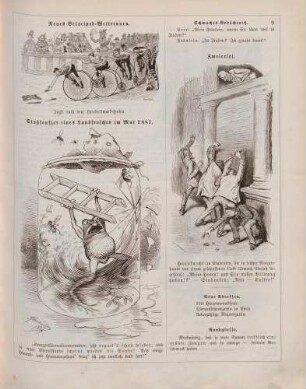 "Neues Velociped-Wettrennen" "Stoßseufzer eines Laubfrosches im Mai 1887" "Zweierlei"
