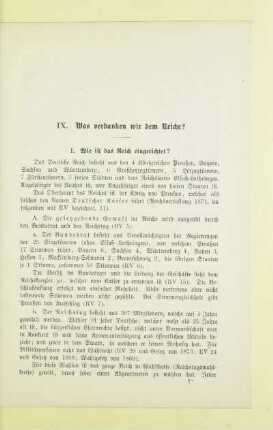 IX. Was verdanken wir dem Reiche?