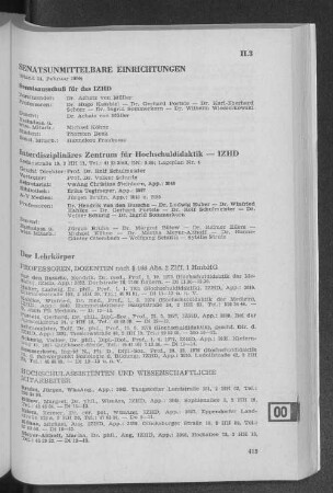 II.3 Senatsunmittelbare Einrichtungen