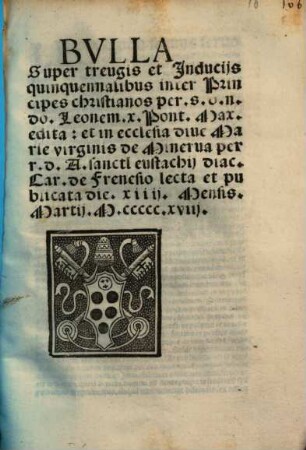 Bulla super treugis et induciis quinquennalibus inter principes christianos