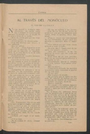 Al través del monóculo : El uso de la calva