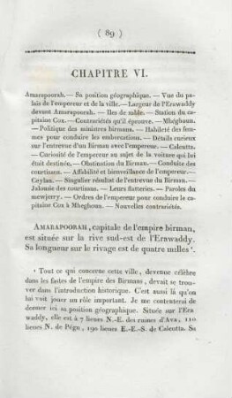 Chapitre VI. Amarapoorah. - Sa position géographique. - ...