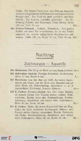 Zeichnungen- Aquarelle (Nr. 865-888)