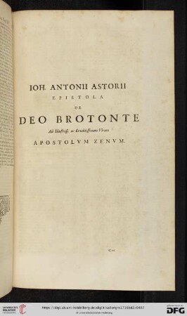 Ioh. Antonii Astorii epistola de Deo Brotonte