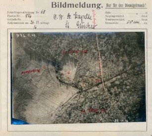 Foto gegnerischer Stellungen im Glücker-Wald südwestlich von Carspach (Luftbild)