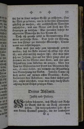 Dritter Abschnitt. Justitz und Policey.