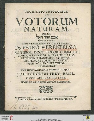 Inquisitio Theologica In Votorum Naturam
