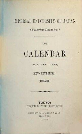 Calendar. 1892/93