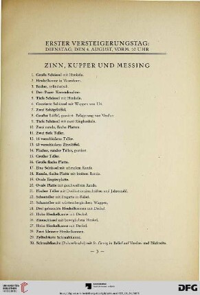 Erster Versteigerungstag (Nr. 1-360)