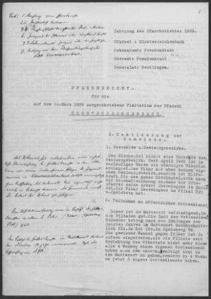 Klosterreichenbach mit Heselbach, Igelsberg und Röt: Pfarrbericht 1929