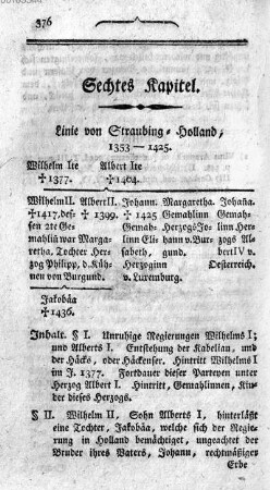 Sechtes Kapitel. Linie von Straubing-Holland, 1353 - 1425
