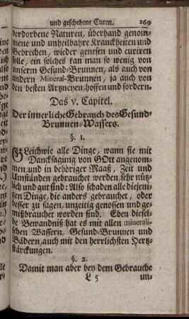 Das V. Capitel. Der innerliche Gebrauch des Gesund-Brunnen-Wassers.