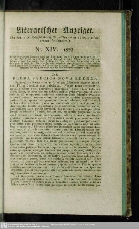 Literarischer Anzeiger No. XIV. 1823