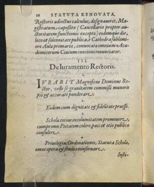 III. De Iuramento Rectoris.