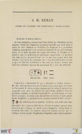 A. M. Renan: membre de l'Académie des inscriptions et belles-lettres