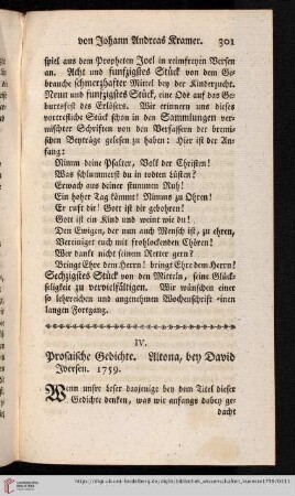 5: [Rezension von: Prosaische Gedichte. Altona, 1759]