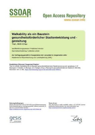Walkability als ein Baustein gesundheitsförderlicher Stadtentwicklung und -gestaltung