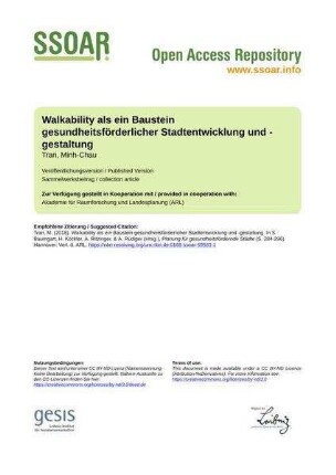 Walkability als ein Baustein gesundheitsförderlicher Stadtentwicklung und -gestaltung