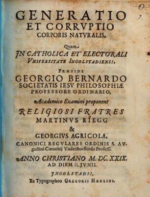 Generatio et corruptio corporis naturalis