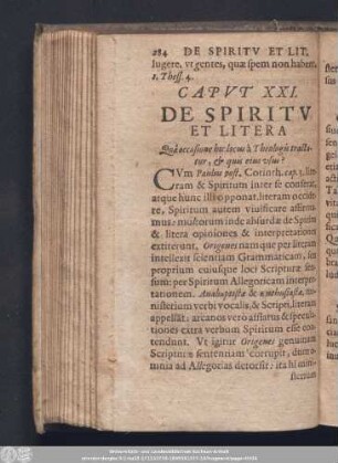 Caput XXI. De Spiritu Et Litera