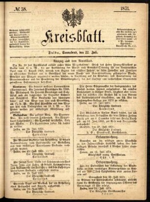 Ausgabe vom Samstag, den 22. Juli 1871.