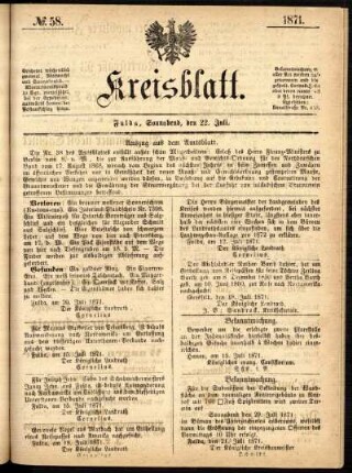 Ausgabe vom Samstag, den 22. Juli 1871.