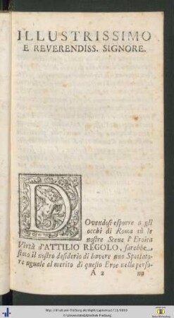 Illustrissimo E Reverendissimo Signore.