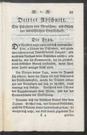 Dritter Abschnitt. Die Pflichten des Menschen, als Glied der menschlichen Gesellschaft