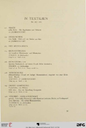 IV. Textilien (Nr. 251- 260)