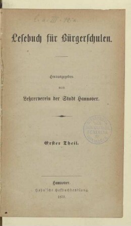 Erster Theil, [Schülerband]: [Erster Theil, [Schülerband]]